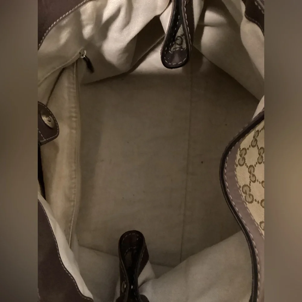 Vintage Authentic Larger GUCCI SUKEY Bag with lavender / purple trim RARE - Picture 12 of 16